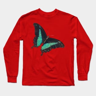 Black and Blue Swallowtail Butterfly Long Sleeve T-Shirt